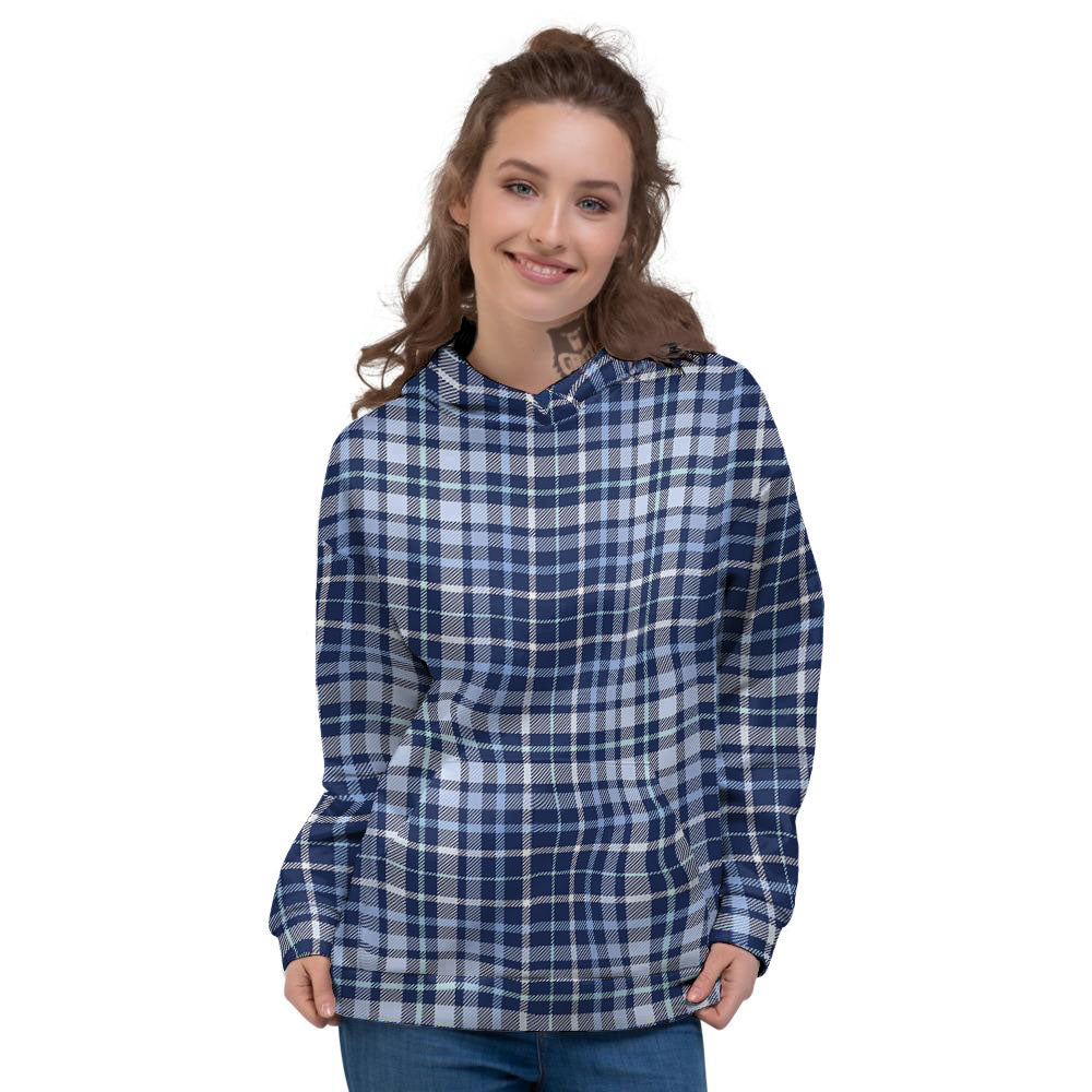 Border Tartan Blue Print Pattern Women's Hoodie-grizzshop