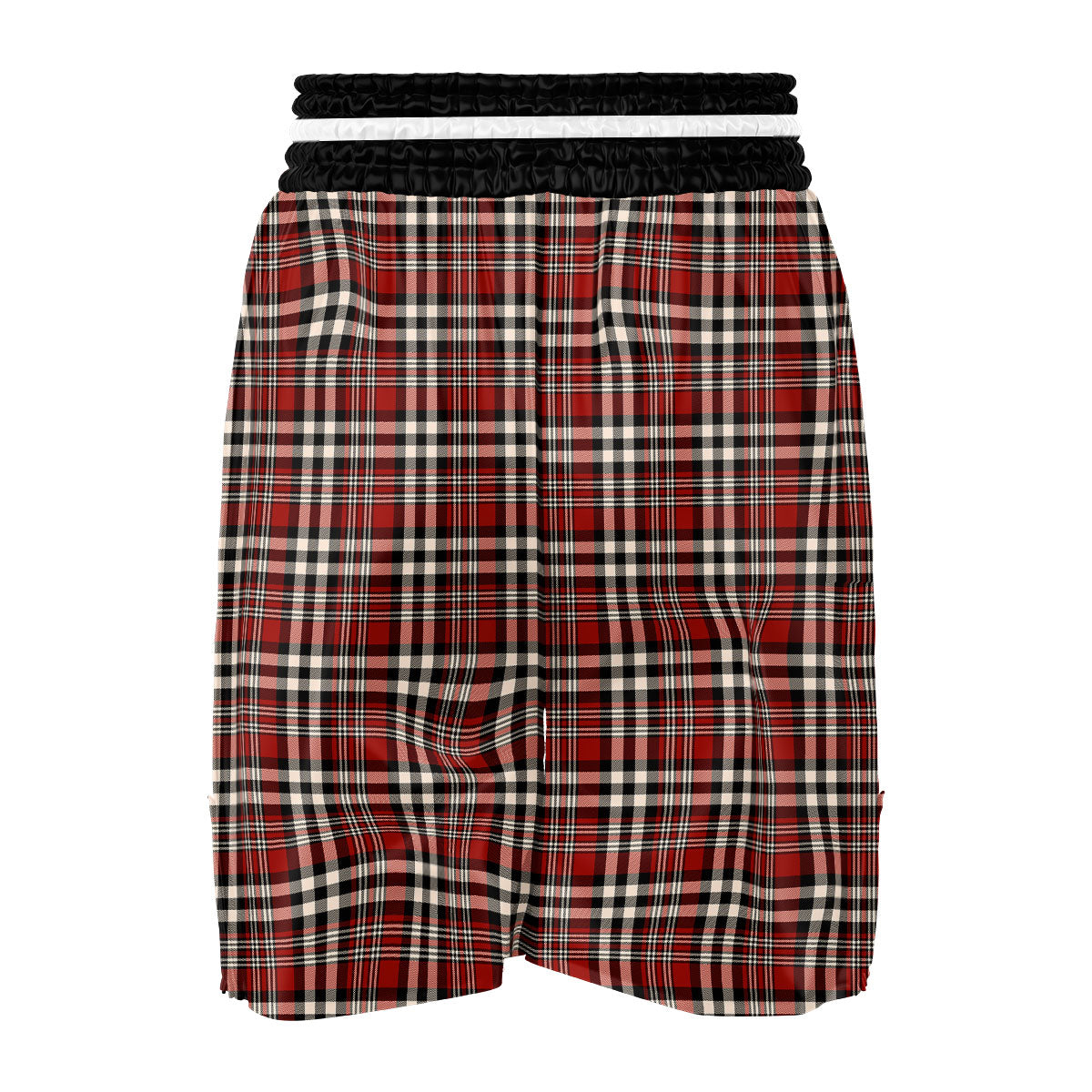 Border Tartan Red Black And White Print Pattern Boxing Shorts-grizzshop