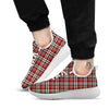 Border Tartan Red Black And White Print Pattern White Athletic Shoes-grizzshop