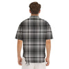 Border Tartan White And Black Print Men's Short Sleeve Shirts-grizzshop