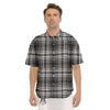 Border Tartan White And Black Print Men's Short Sleeve Shirts-grizzshop