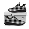 Border Tartan White And Black Print Pattern Black Athletic Shoes-grizzshop