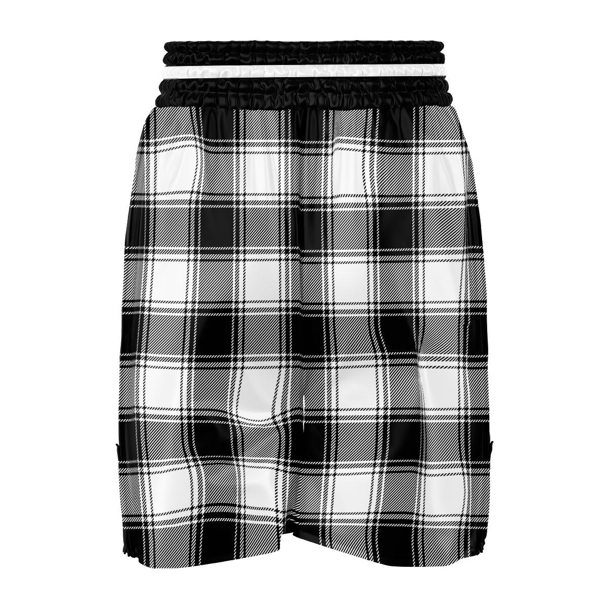 Border Tartan White And Black Print Pattern Boxing Shorts-grizzshop