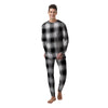 Border Tartan White And Black Print Pattern Men's Pajamas-grizzshop