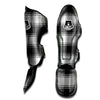 Border Tartan White And Black Print Pattern Muay Thai Shin Guards-grizzshop