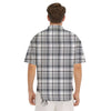 Border Tartan White And Grey Print Men's Short Sleeve Shirts-grizzshop