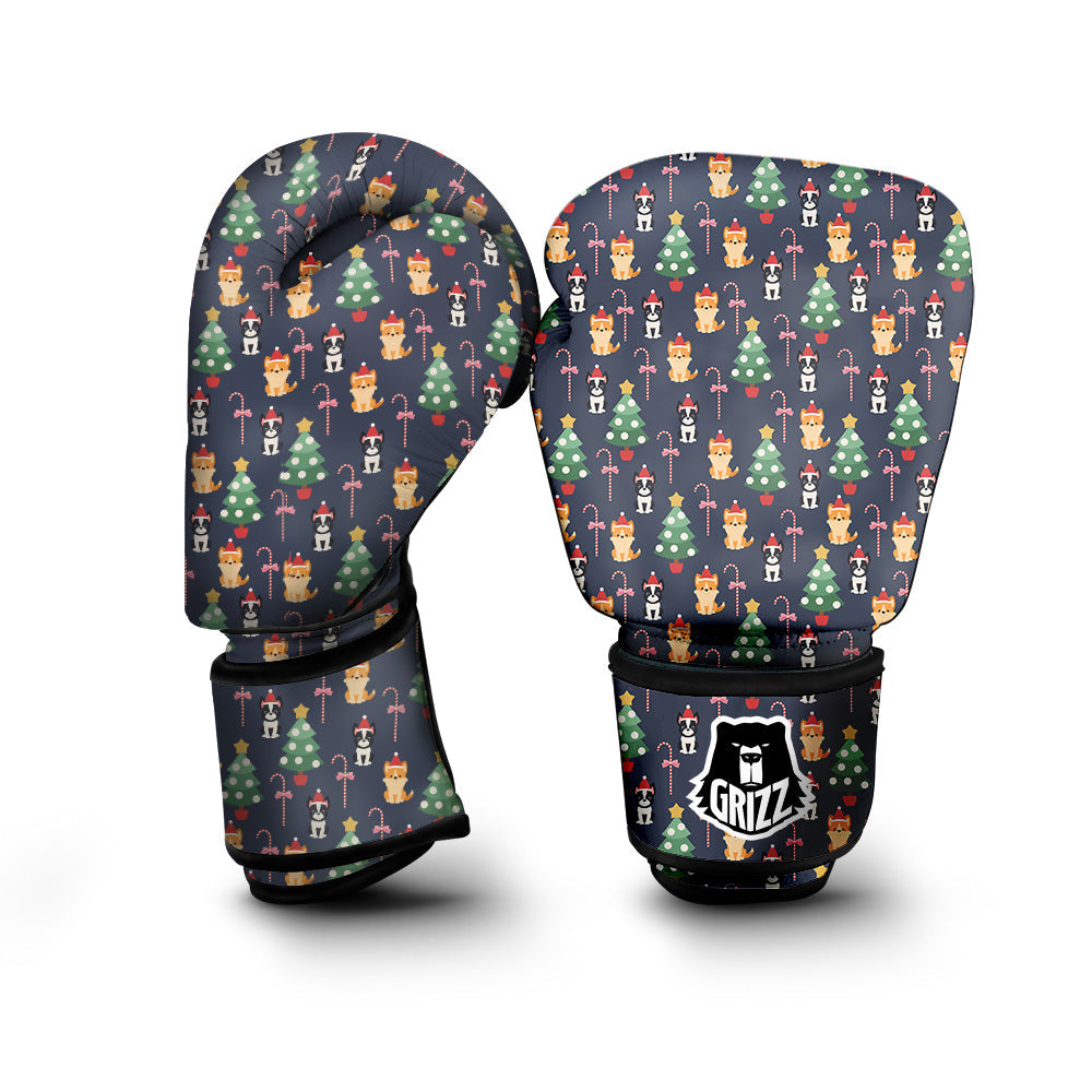 Boston Terrier And Corgi Christmas Print Boxing Gloves-grizzshop