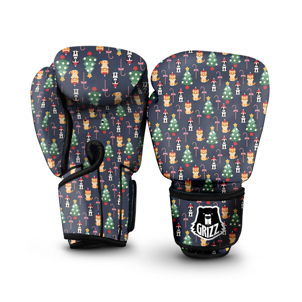 Boston Terrier And Corgi Christmas Print Boxing Gloves-grizzshop