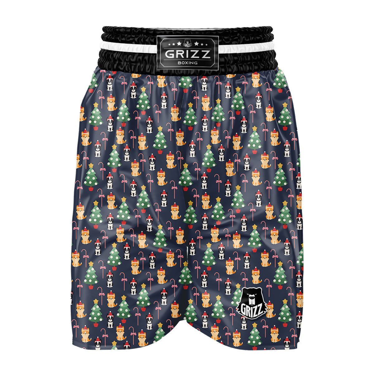 Boston Terrier And Corgi Christmas Print Boxing Shorts-grizzshop