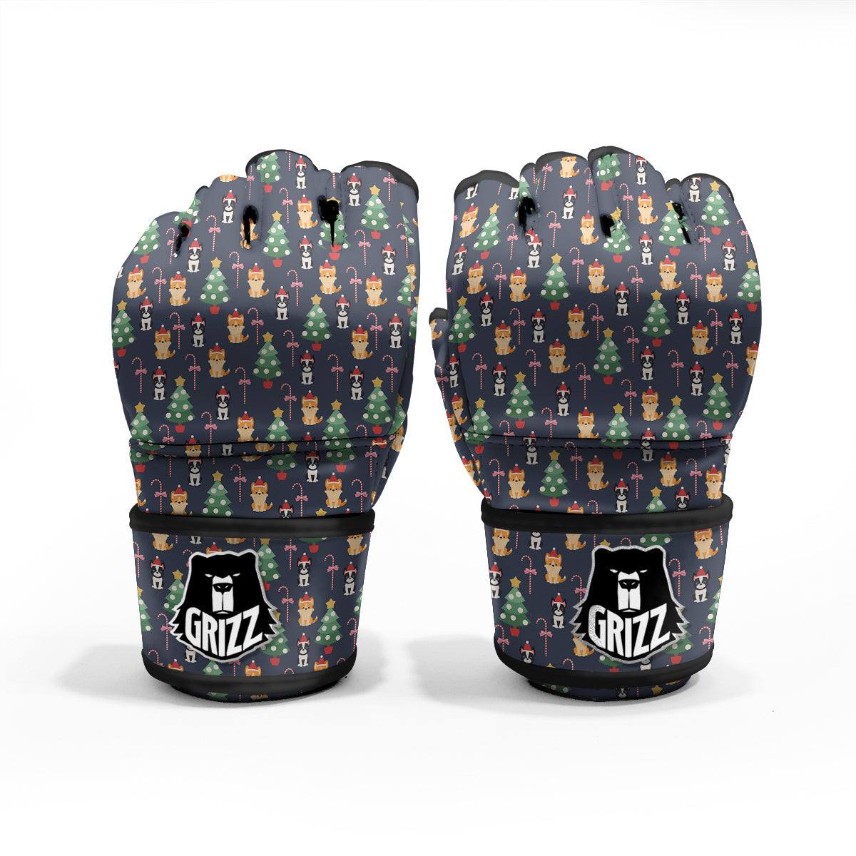 Boston Terrier And Corgi Christmas Print MMA Gloves-grizzshop