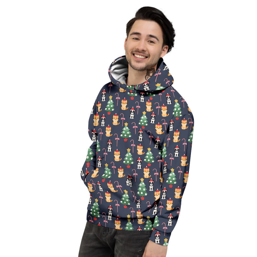 Boston Terrier And Corgi Christmas Print Men's Hoodie-grizzshop