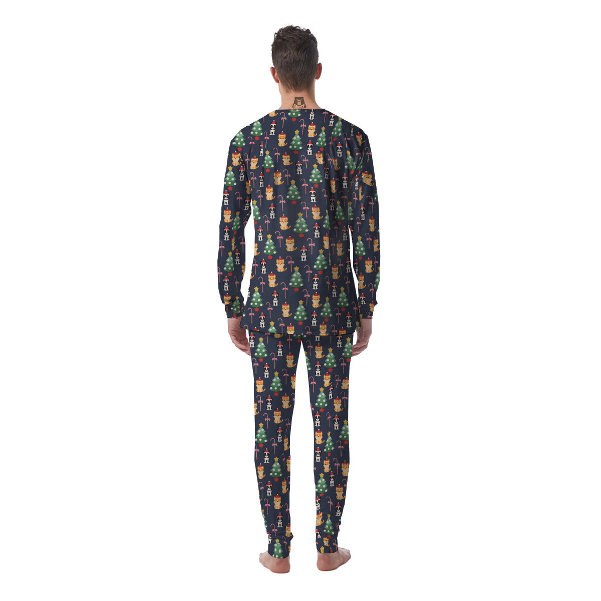Boston Terrier And Corgi Christmas Print Men's Pajamas-grizzshop
