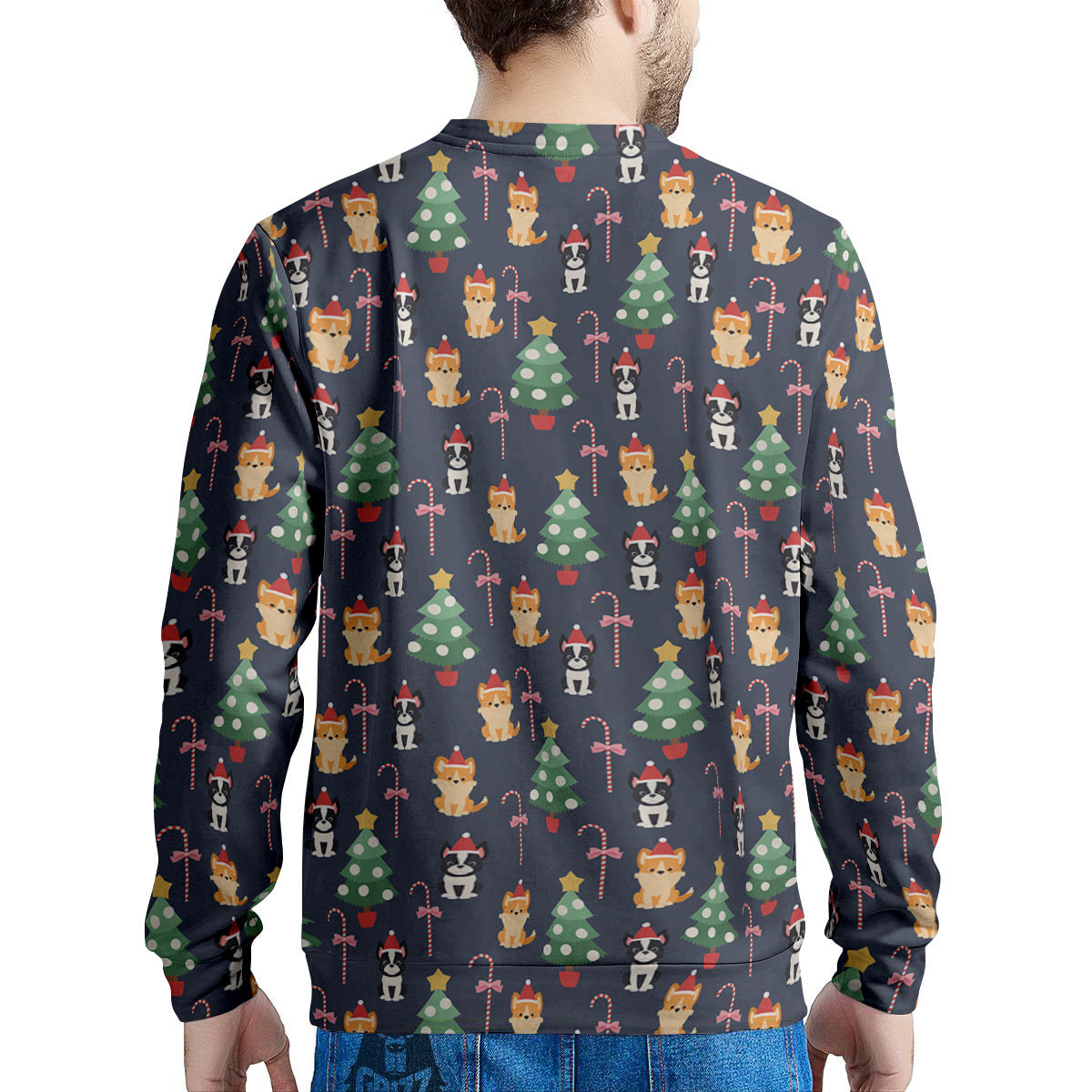 Boston Terrier And Corgi Christmas Print Men's Sweatshirt-grizzshop