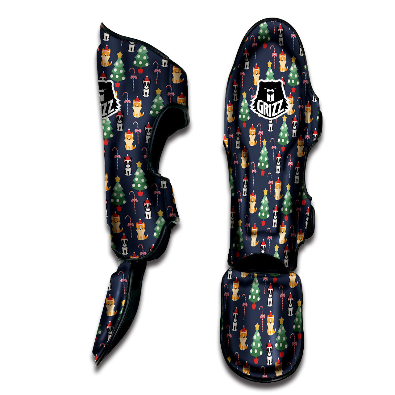 Boston Terrier And Corgi Christmas Print Muay Thai Shin Guards-grizzshop