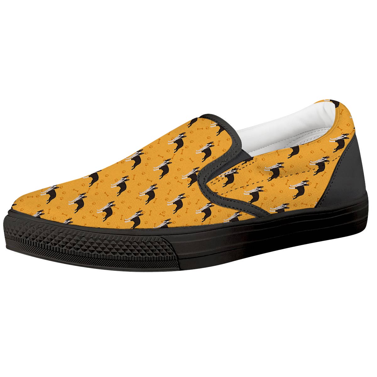 Boston Terrier Cartoon Print Pattern Black Slip On Shoes-grizzshop