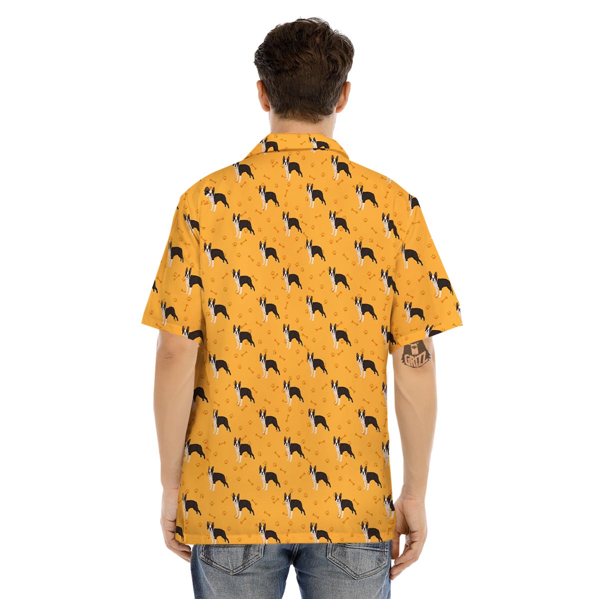 Boston Terrier Cartoon Print Pattern Men's Hawaiian Shirt-grizzshop