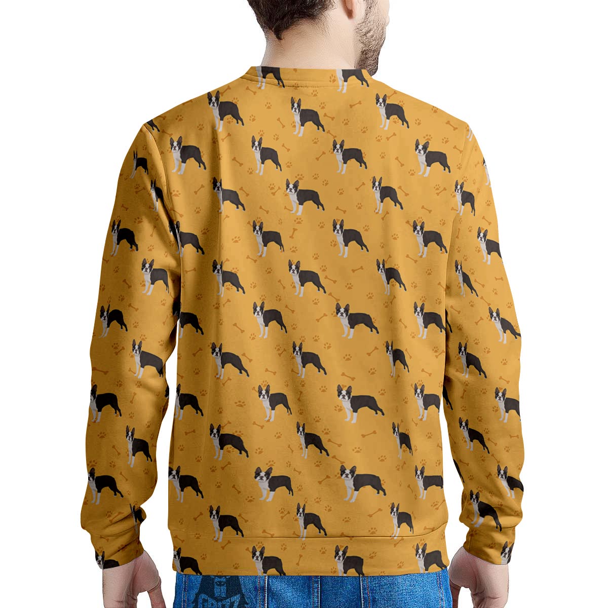 Boston Terrier Cartoon Print Pattern Men's Sweatshirt-grizzshop