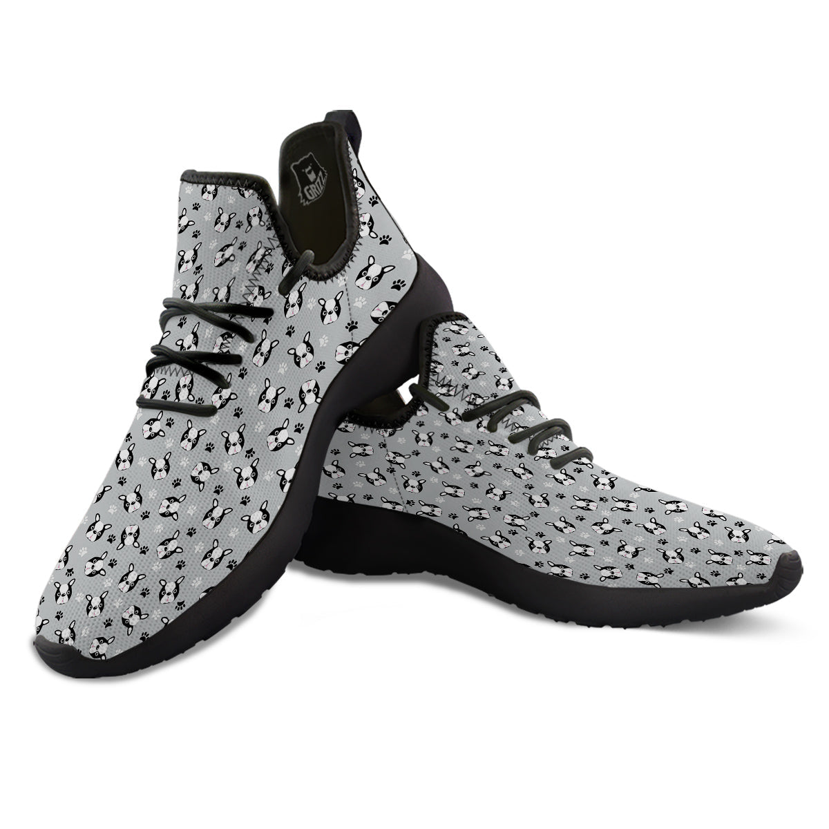 Boston Terrier Faces Cute Print Black Athletic Shoes-grizzshop