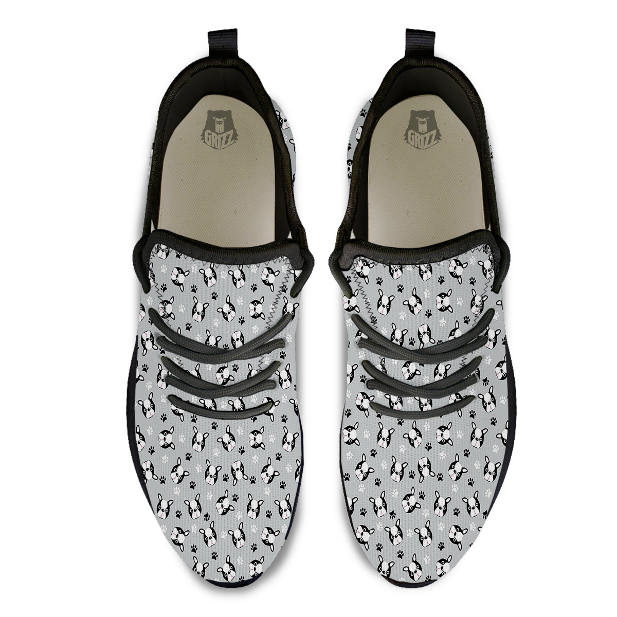 Boston Terrier Faces Cute Print Black Athletic Shoes-grizzshop