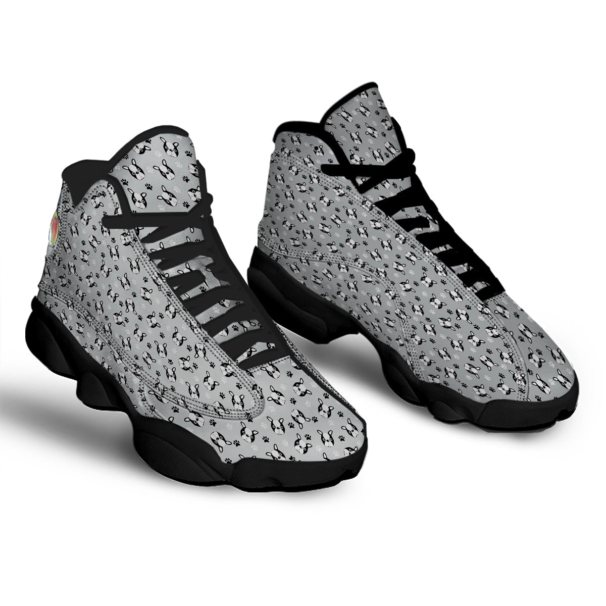 Boston Terrier Faces Cute Print Black Basketball Shoes-grizzshop