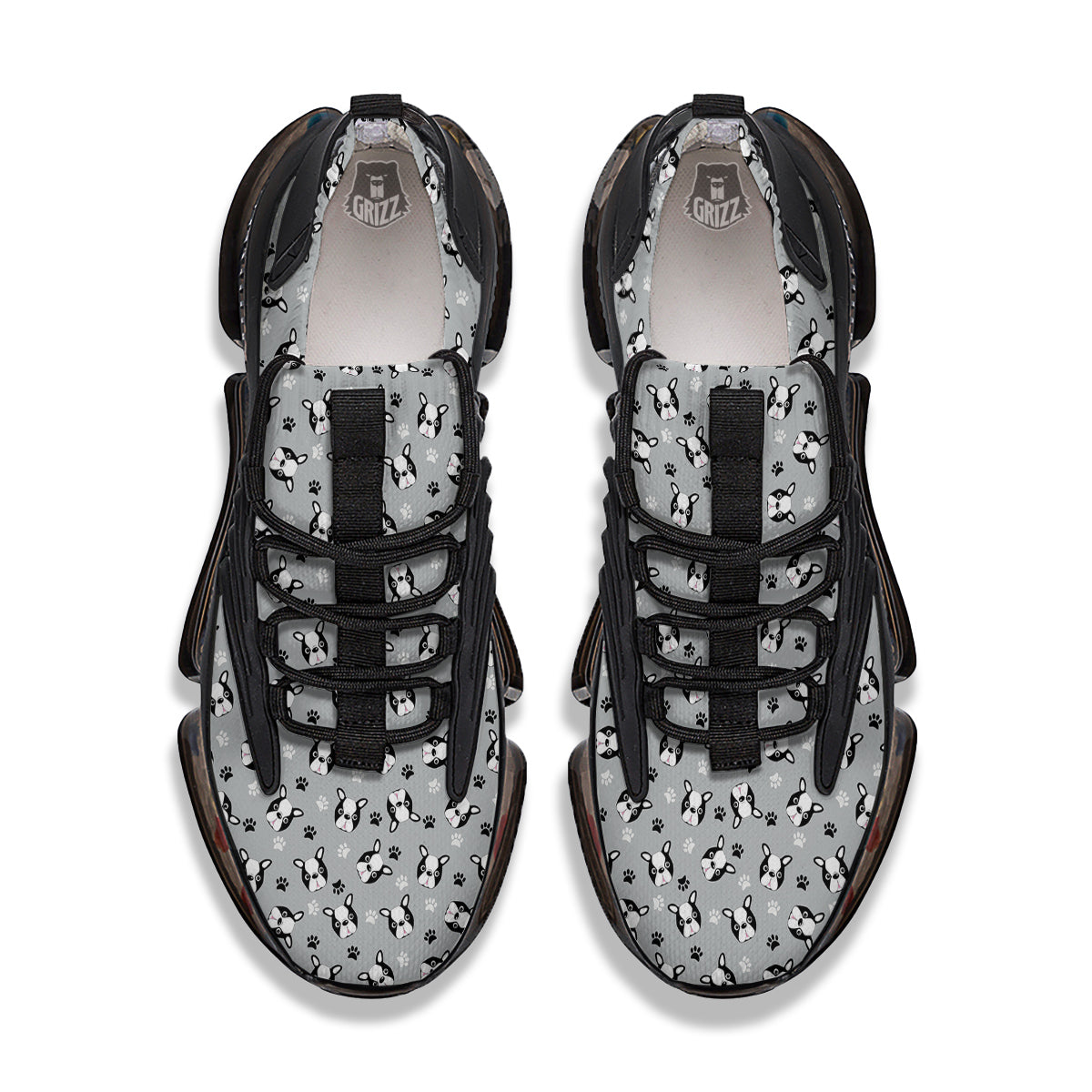 Boston Terrier Faces Cute Print Black Gym Shoes-grizzshop