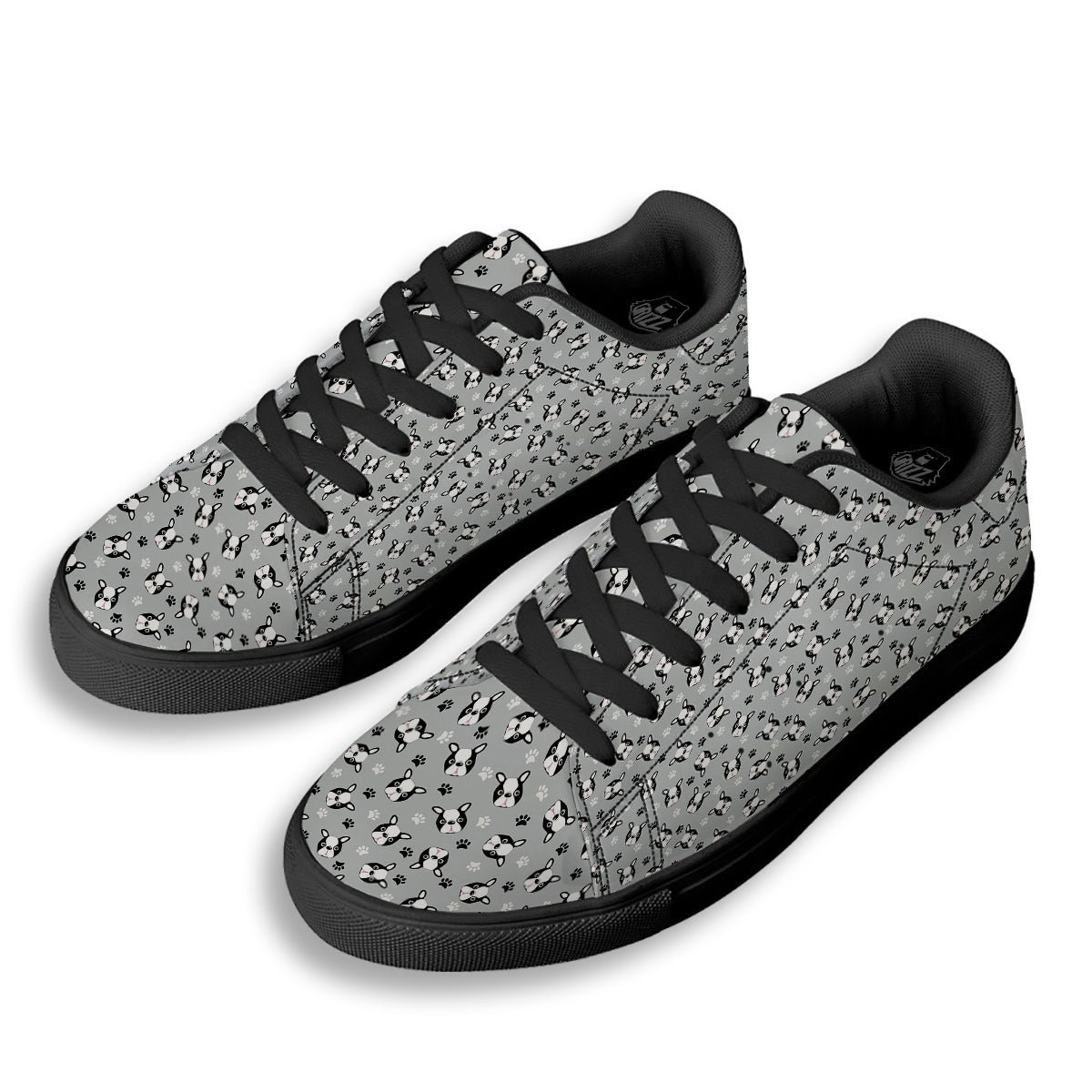 Boston Terrier Faces Cute Print Black Low Top Sneakers-grizzshop