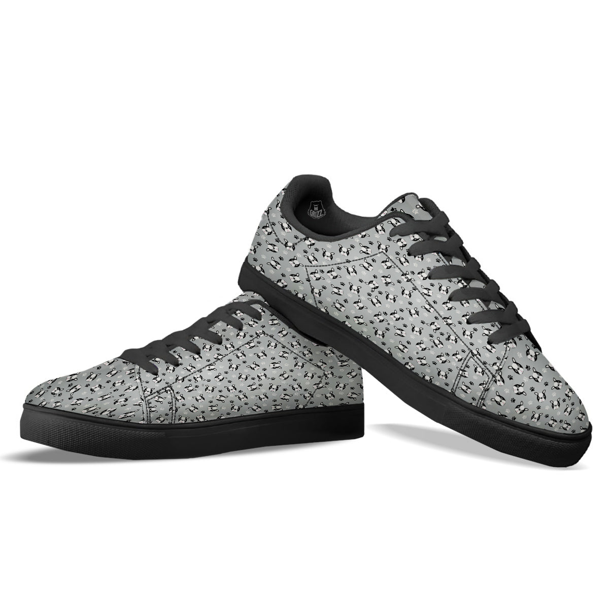 Boston Terrier Faces Cute Print Black Low Top Sneakers-grizzshop
