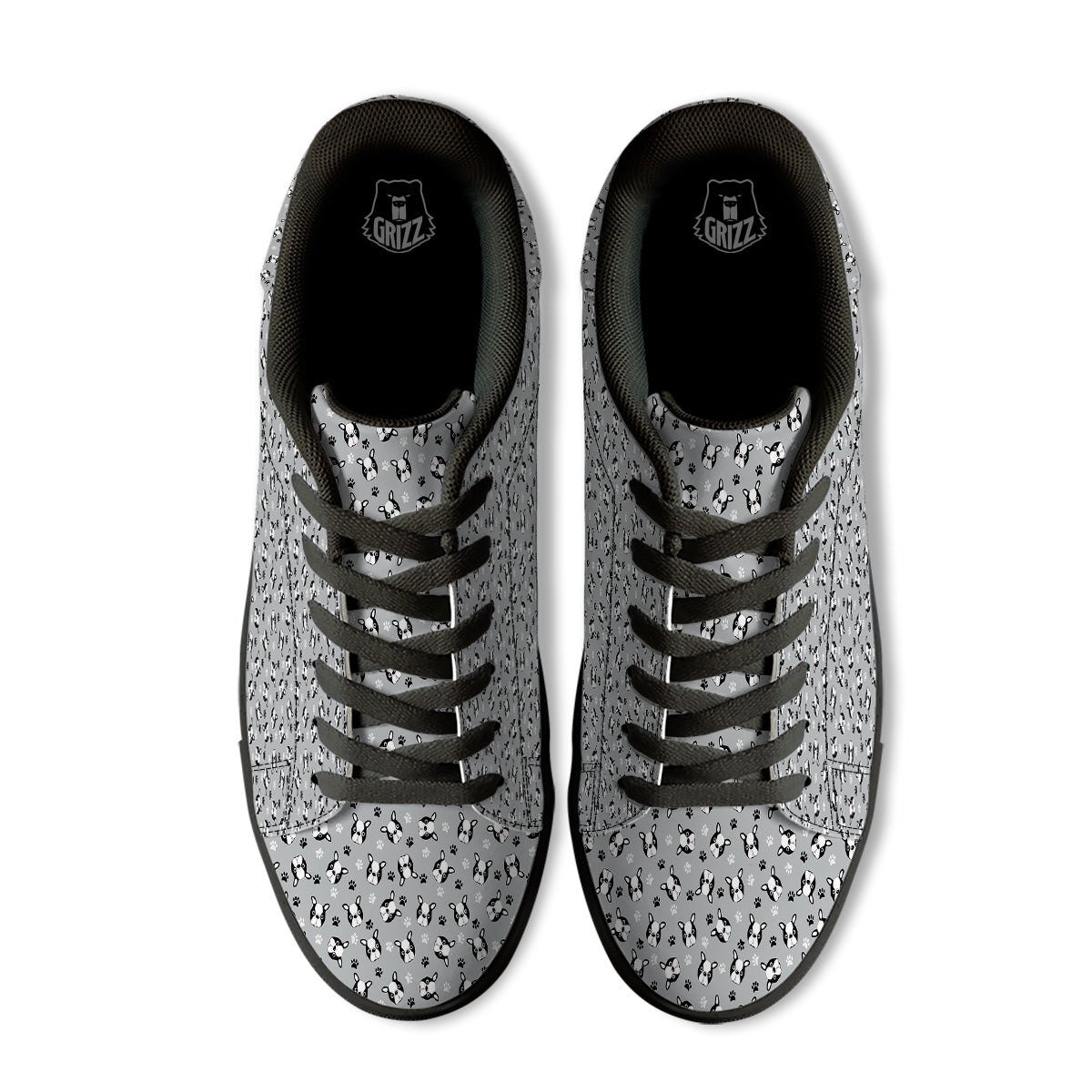 Boston Terrier Faces Cute Print Black Low Top Sneakers-grizzshop