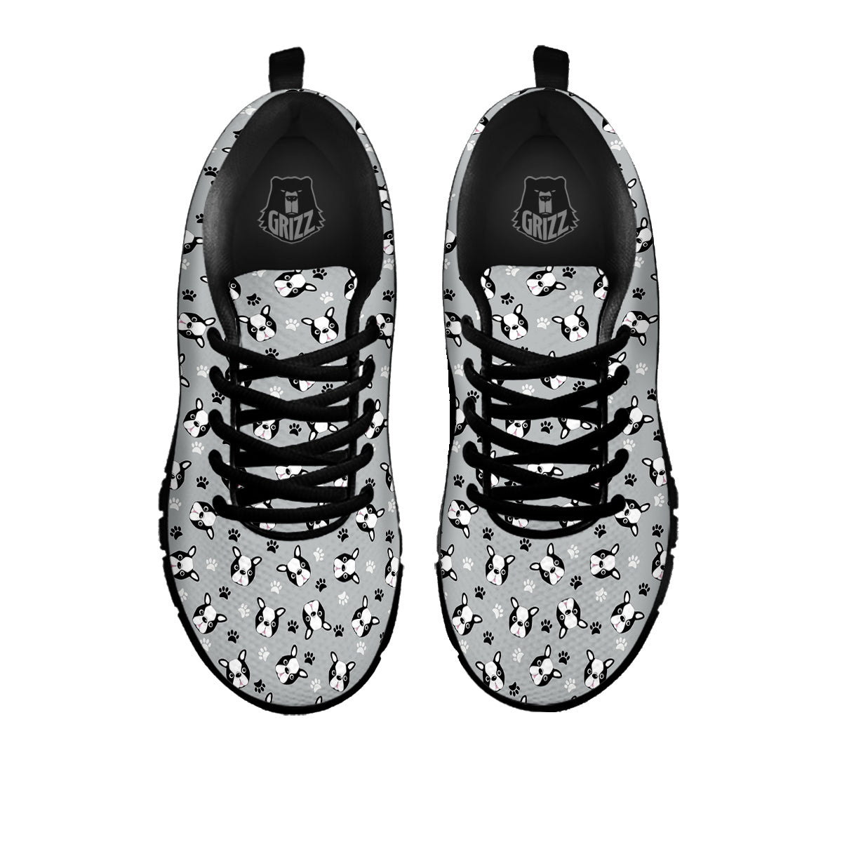 Boston Terrier Faces Cute Print Black Sneaker-grizzshop