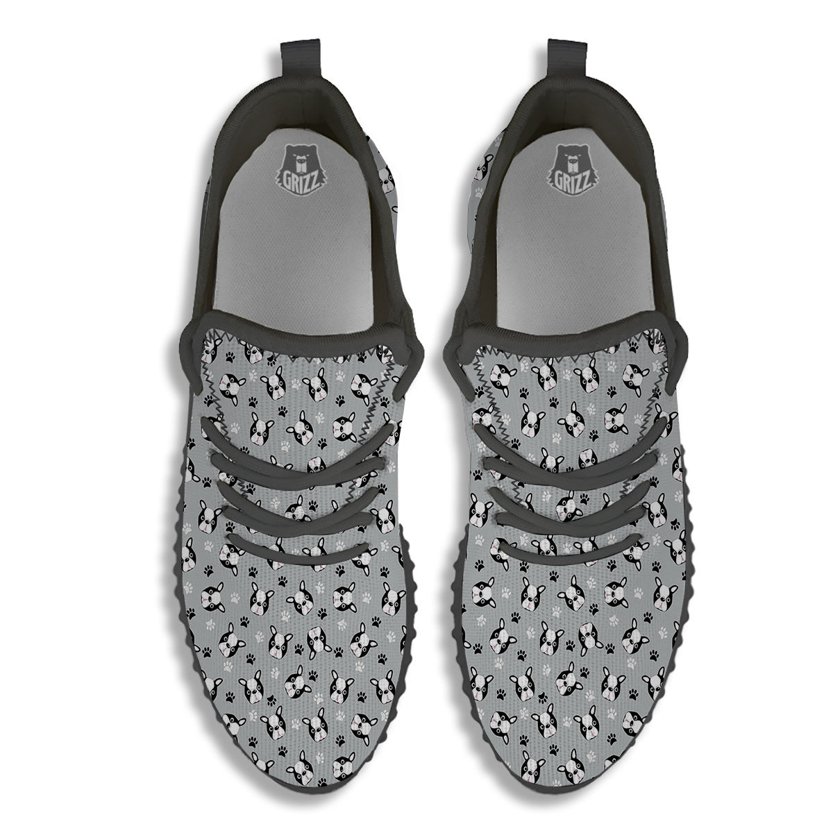 Boston Terrier Faces Cute Print Black Walking Shoes-grizzshop