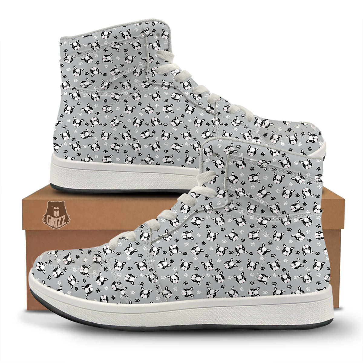 Boston Terrier Faces Cute Print High Top Sneakers-grizzshop