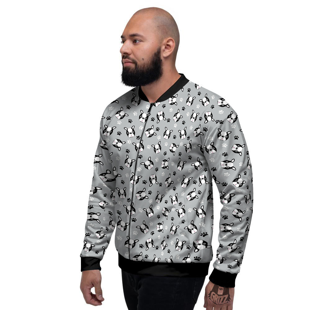 Boston Terrier Faces Cute Print Men's Bomber Jacket-grizzshop