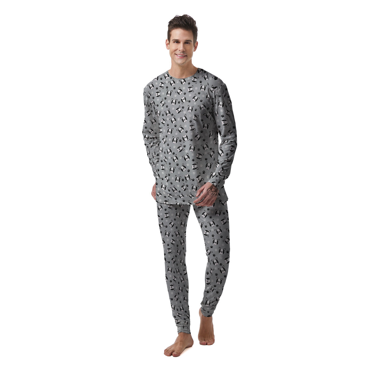 Boston Terrier Faces Cute Print Men's Pajamas-grizzshop