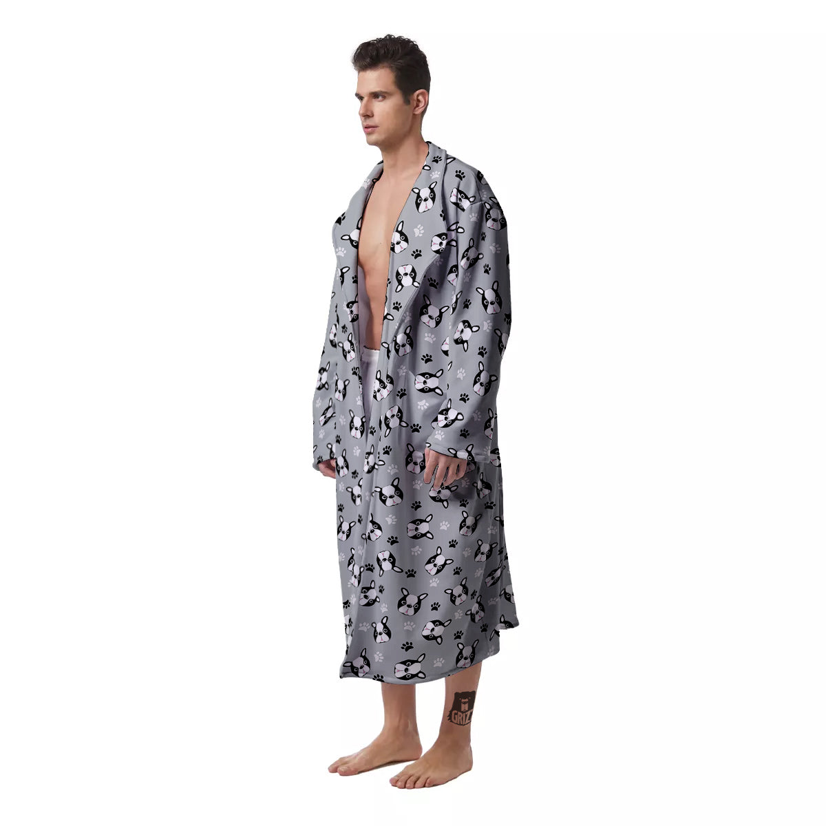 Boston Terrier Faces Cute Print Men's Robe-grizzshop