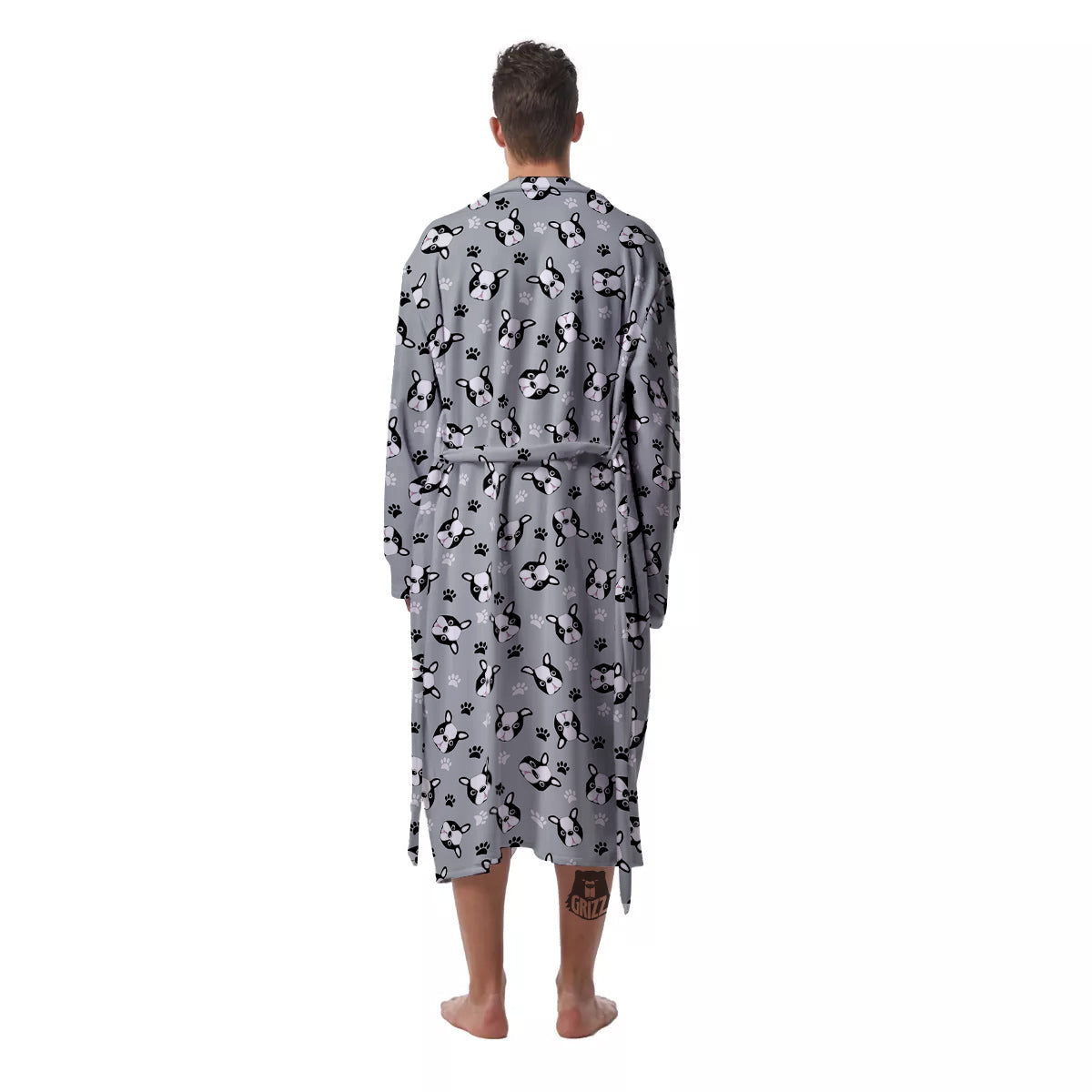 Boston Terrier Faces Cute Print Men's Robe-grizzshop