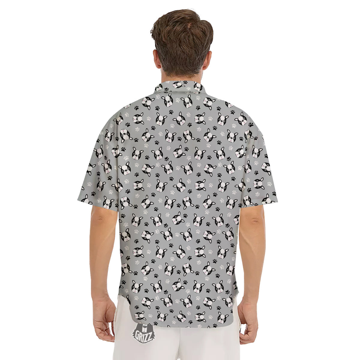 Boston Terrier Faces Cute Print Men's Short Sleeve Shirts-grizzshop