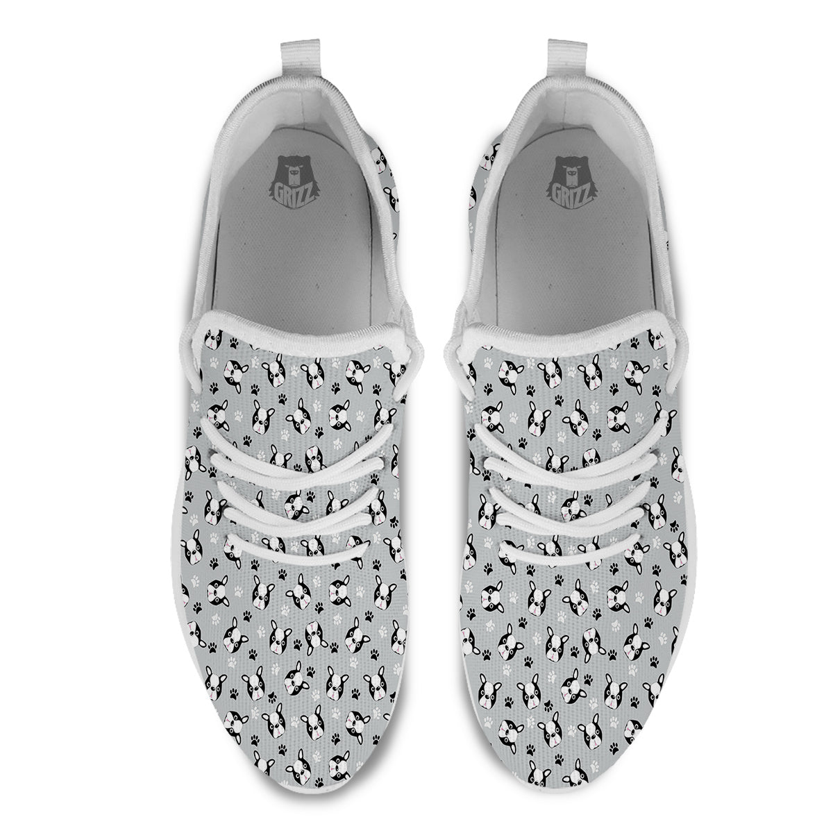 Boston Terrier Faces Cute Print White Athletic Shoes-grizzshop