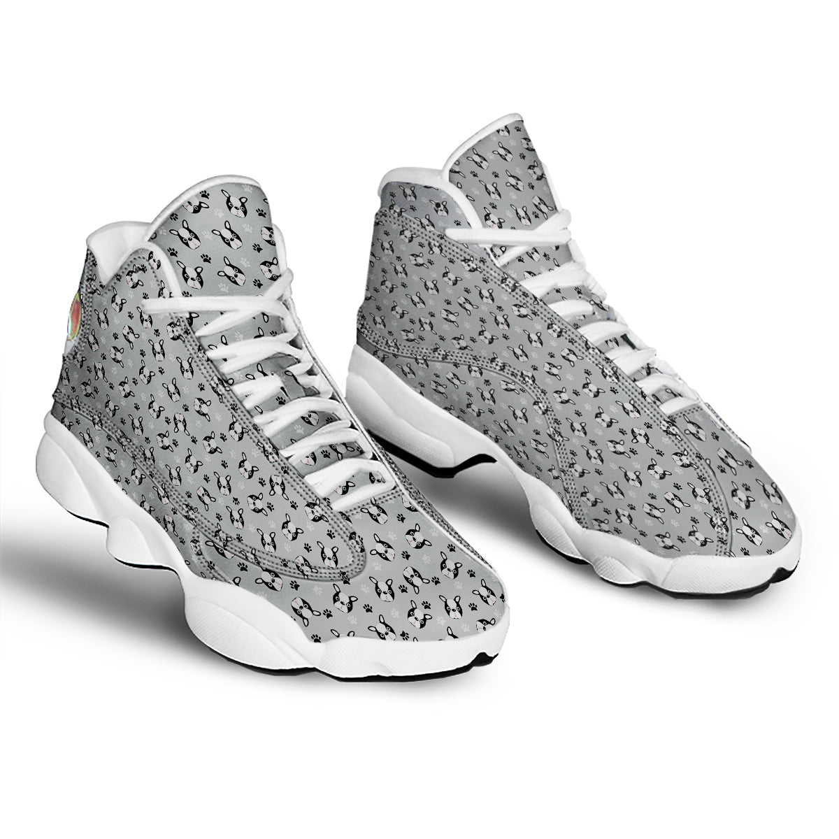 Boston Terrier Faces Cute Print White Basketball Shoes-grizzshop