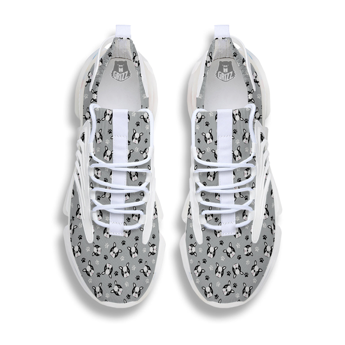Boston Terrier Faces Cute Print White Gym Shoes-grizzshop