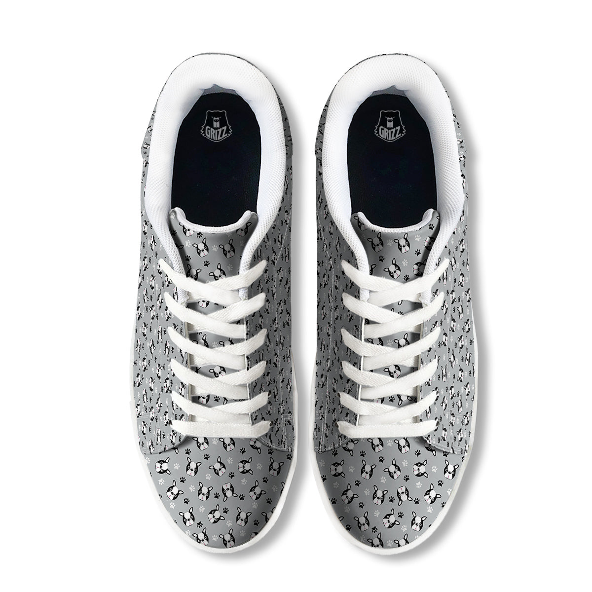 Boston Terrier Faces Cute Print White Low Top Sneakers-grizzshop