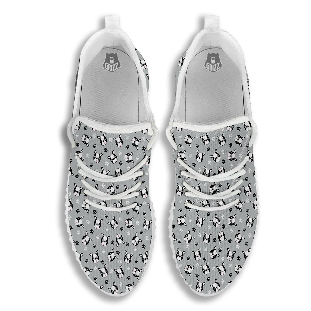 Boston Terrier Faces Cute Print White Walking Shoes-grizzshop
