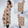 Boston Terrier Heart Paw Pattern Print Hooded Blanket-grizzshop