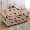 Boston Terrier Heart Paw Pattern Print Loveseat Cover-grizzshop