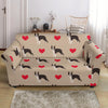 Boston Terrier Heart Paw Pattern Print Loveseat Cover-grizzshop