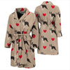 Boston Terrier Heart Paw Pattern Print Men Long Robe-grizzshop