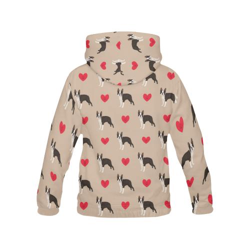 Boston Terrier Heart Paw Pattern Print Men Pullover Hoodie-grizzshop