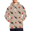 Boston Terrier Heart Paw Pattern Print Men Pullover Hoodie-grizzshop