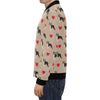 Boston Terrier Heart Paw Pattern Print Men's Bomber Jacket-grizzshop