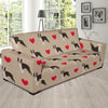 Boston Terrier Heart Paw Pattern Print Sofa Covers-grizzshop