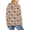 Boston Terrier Heart Paw Pattern Print Women Pullover Hoodie-grizzshop